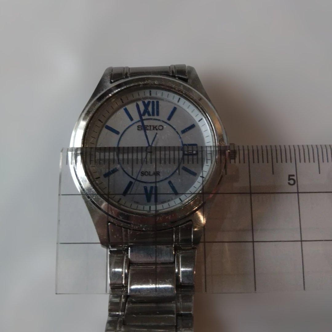 SEIKO Solar Date Watch Silver Case 38mm 18cm