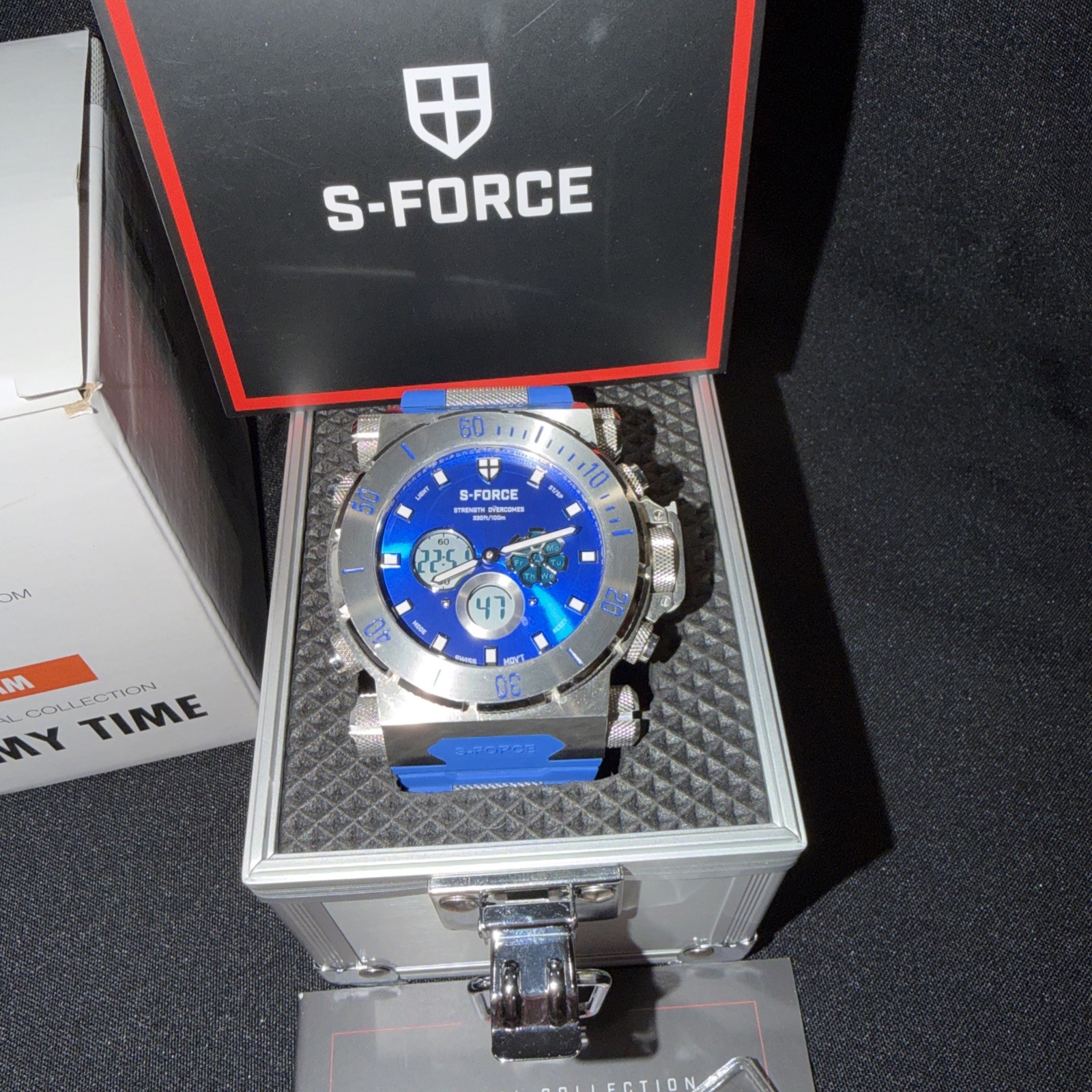 S-Force 50MM Silver Blue Watch. Preloved