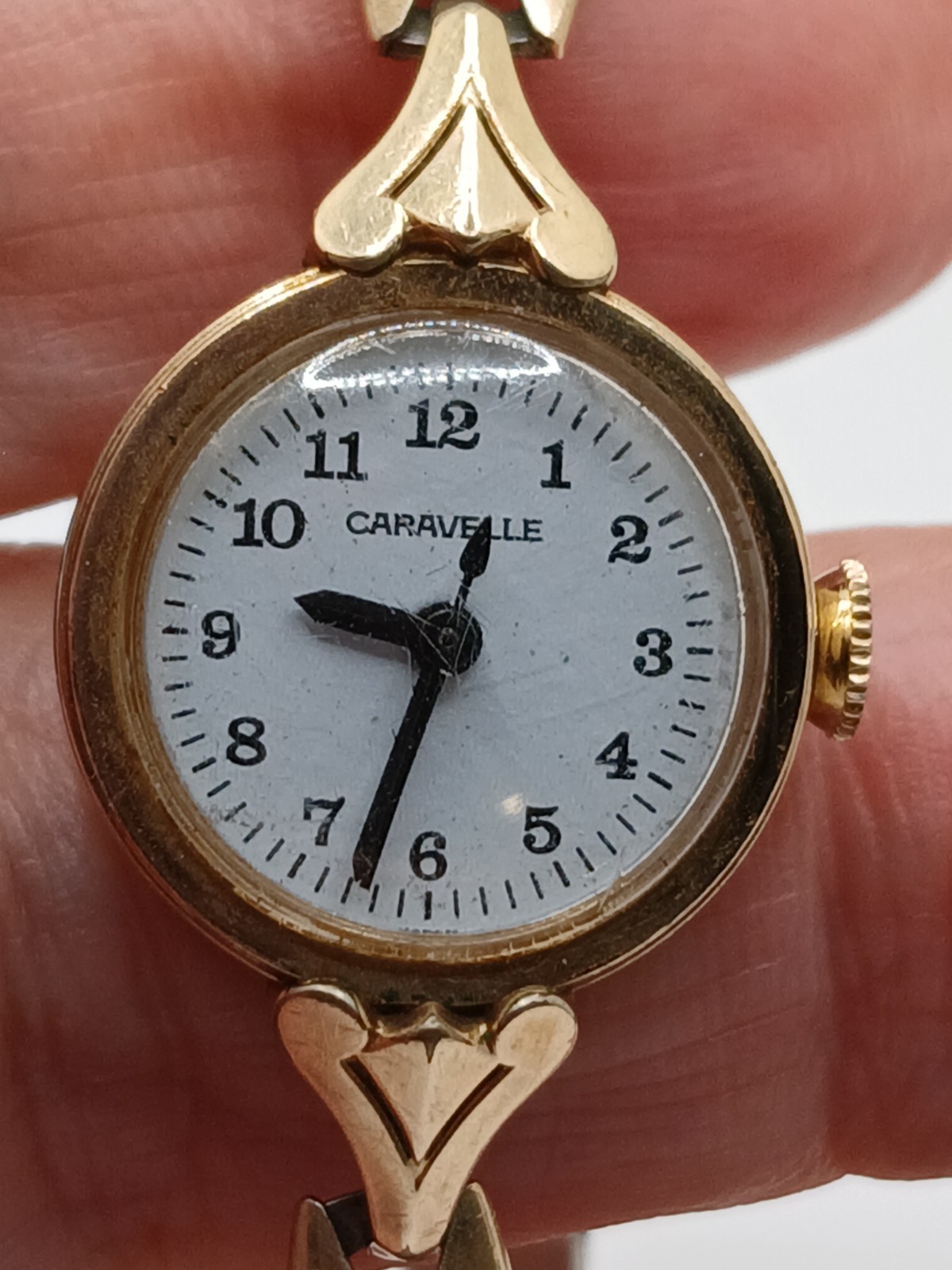 VTG watch Ladies CARAVELLA BY BULOVA Mechanical 10KRGP 1967 Original Work Japan