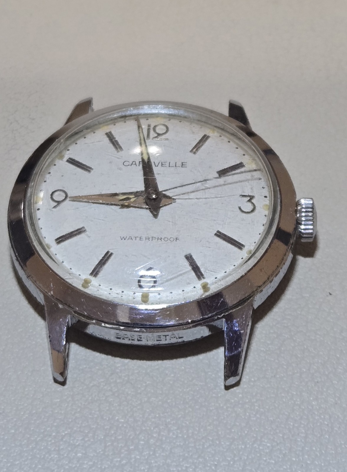 Caravelle Men’s Vintage Manual Wind Watch White Dial Silver Bracelet 33mm