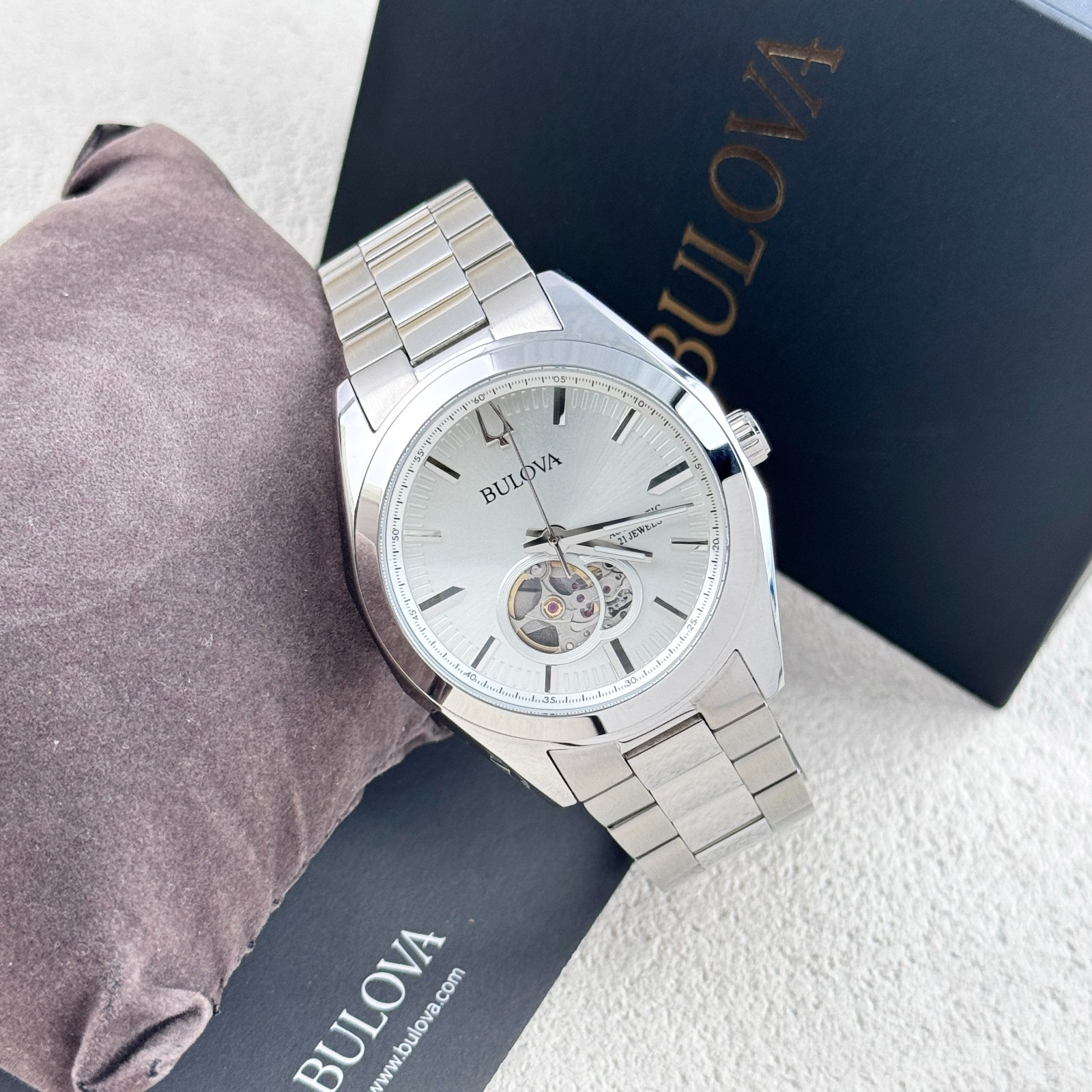 Bulova Surveyor Automatic Silver Dial Stainless Steel Men’s Watch 96A274