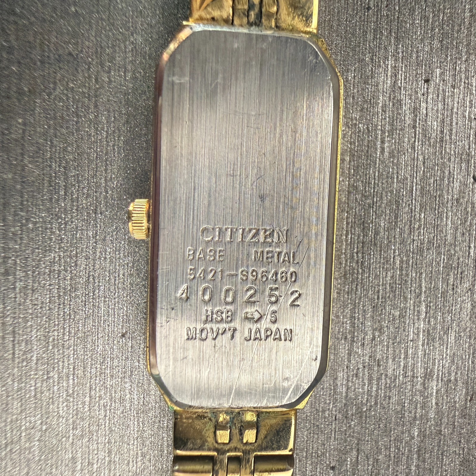Citizen Watch Women 13mm Champagne Dial Gold Tone Rectangle 5421-S96460 New Batt
