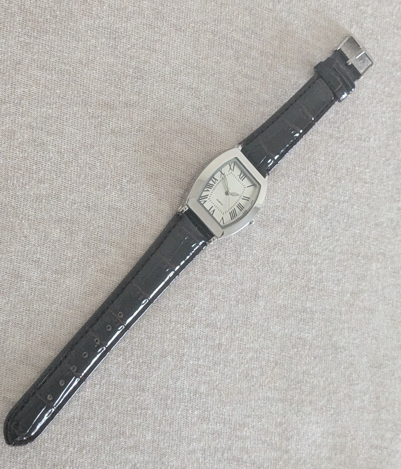 Women’s Silvertone Quartz Analog Watch w/Dark Brown Croco-Embossed Leather Strap