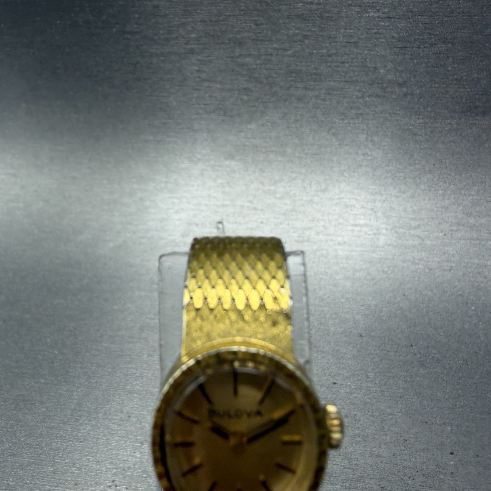 Bulova Watch Women 16mm Gold Dial Gold Tone Oval Mesh band Manual Wind Runs VTG