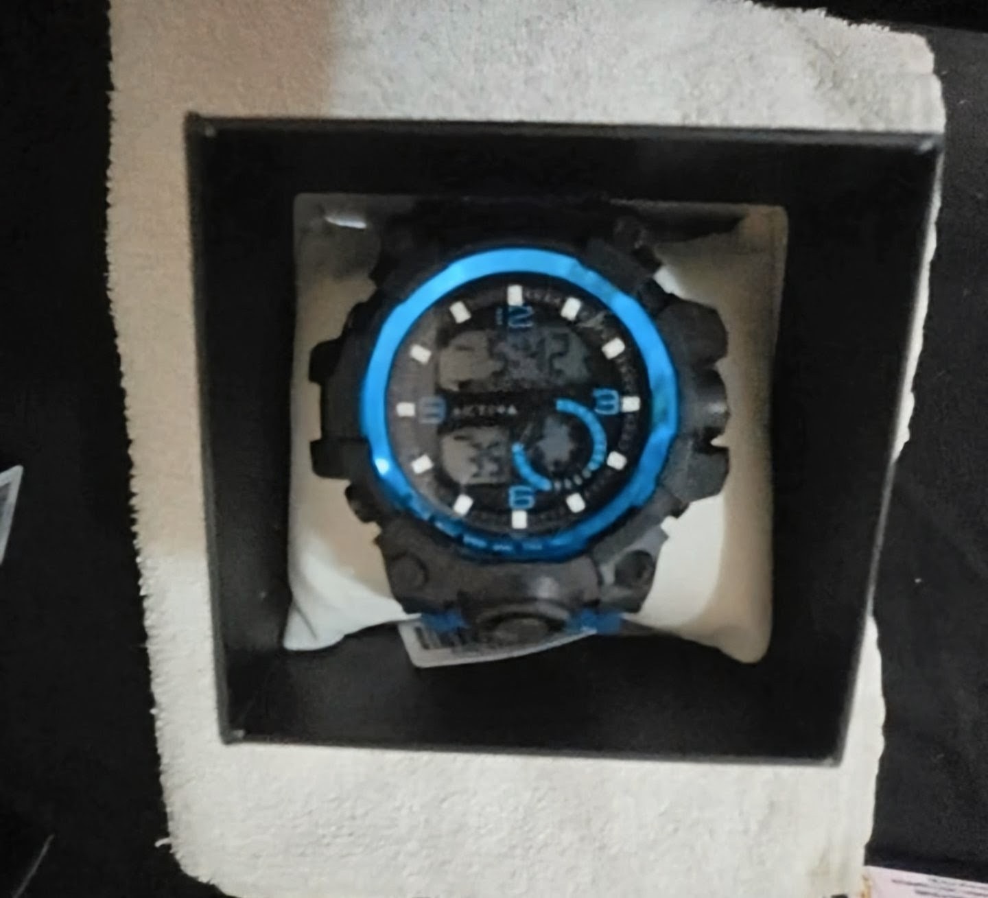Activa Men’s Sports Analog-Digital Quartz Backlight Resin Watch Black/Blue Box