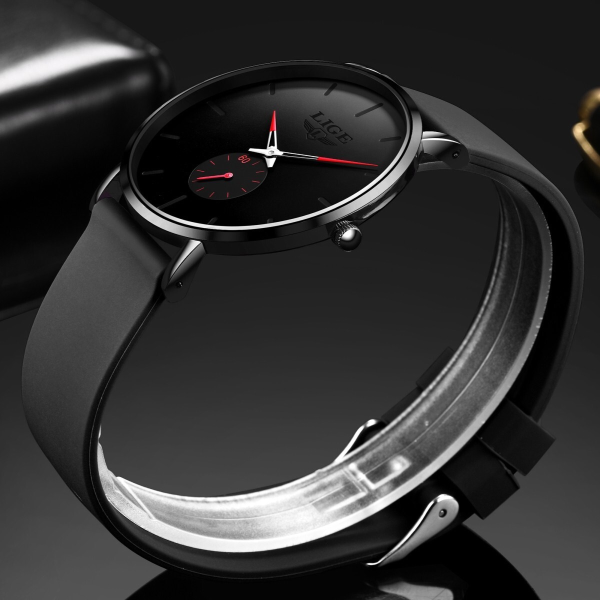 LIGE Men’s Watch Ultra-thin Stainless Steel Quartz Waterproof Luxury Wristwatch