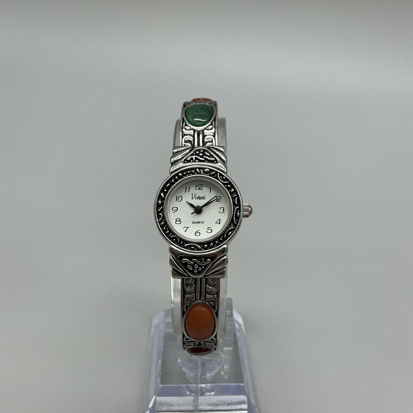 Vivani Womens Watch 22mm White Dial Multicolor Stone Bangle 70-5533 New Battery