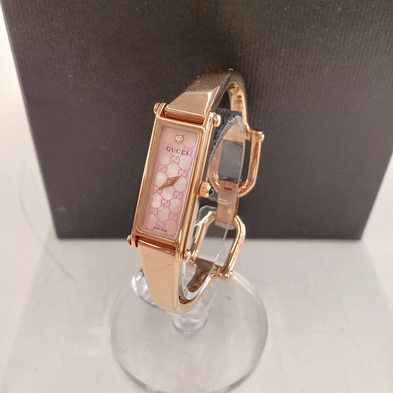 [A4N] Gucci 1500L 1P Diamond Pink Gold Plated Quartz Ladies Watch [f8w]