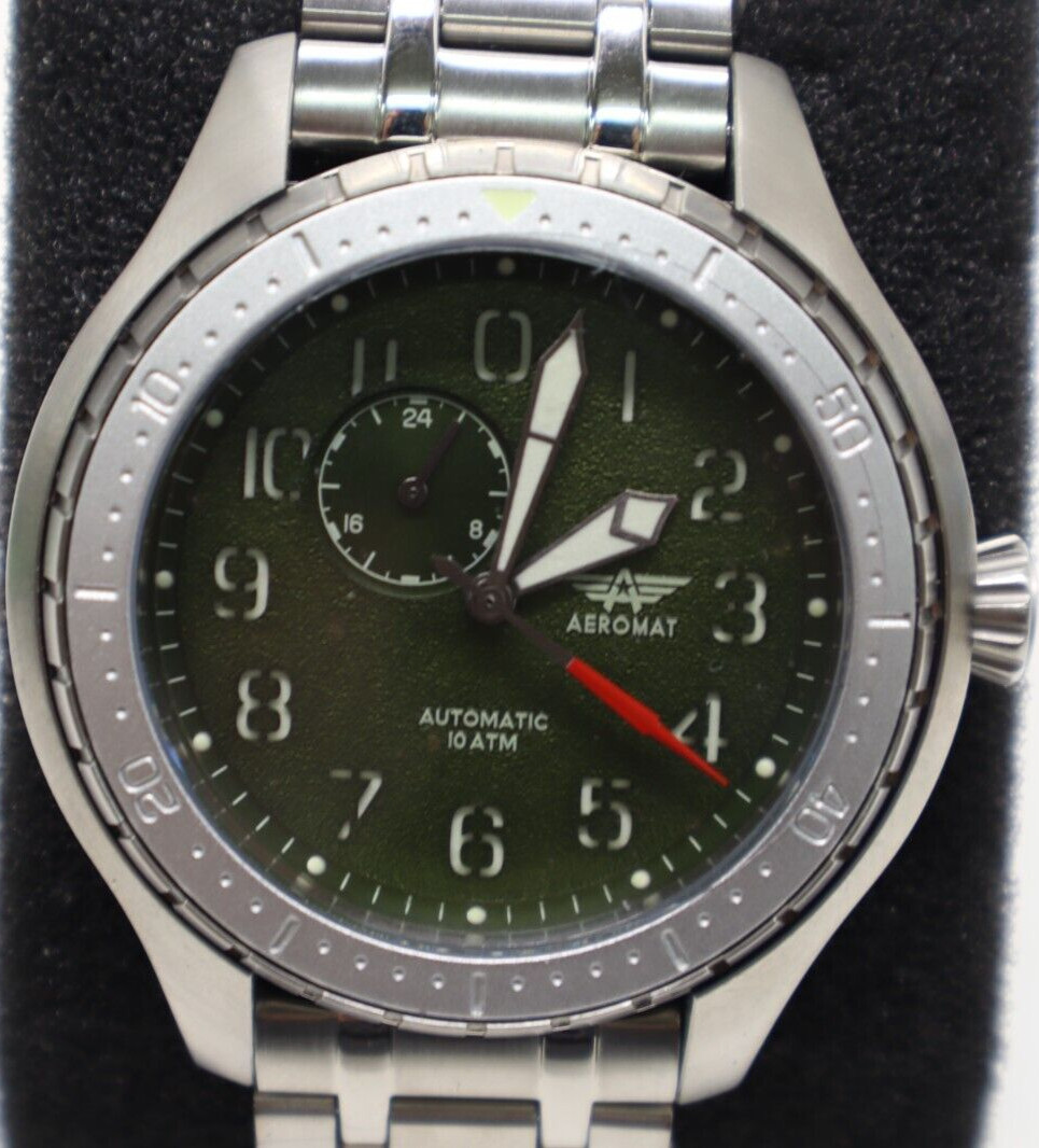 Aeromatic Pilot Beluga Jet Black Automatic Stainless Steel Mens Watch New In Box