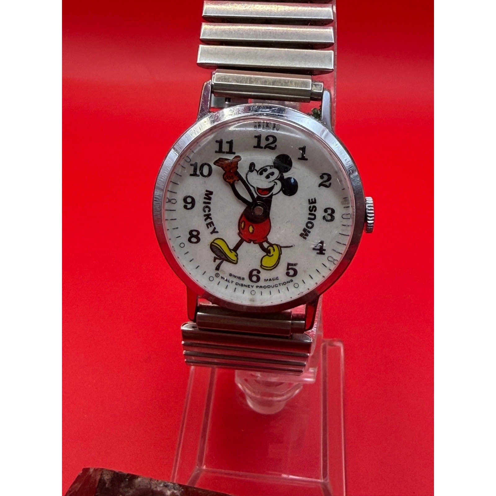 vintage Bradley Mickey Mouse wristwatch featuring a “pie-eye” design