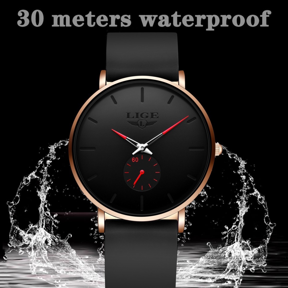 LIGE Men Watch Ultra-thin Quartz Analog Waterproof Daily Casual Dress Wristwatch