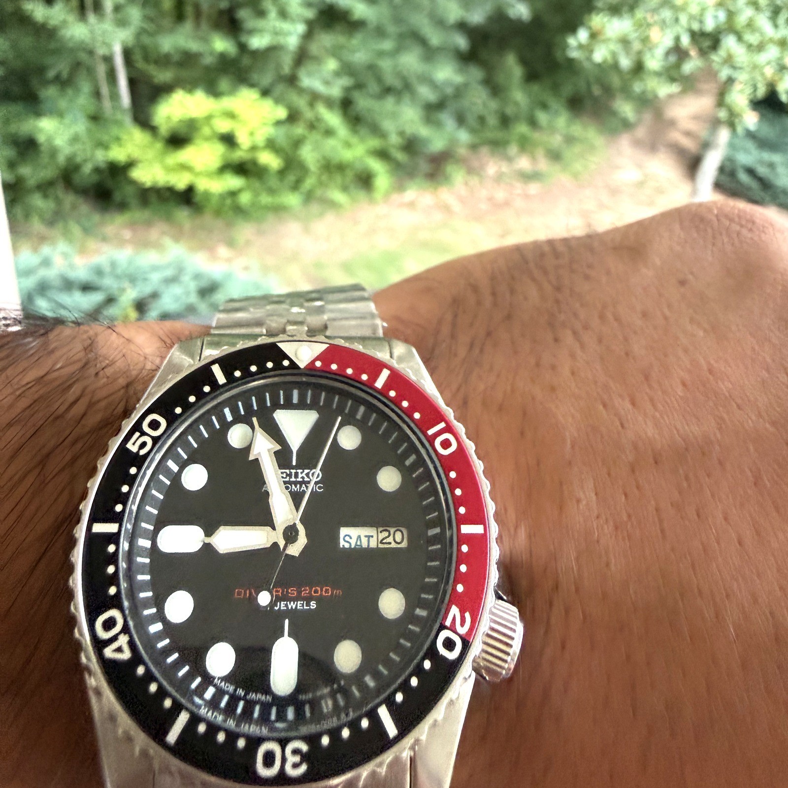 Seiko SKX007 Automatic Diver 200m Black Red Coke Bezel Day Date Mens Watch