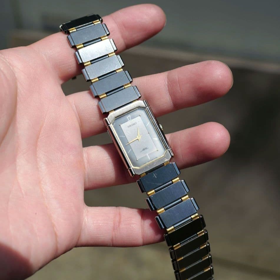 Seiko ARC Rectangular Quartz Stainless Watch 0.83×1.18in
