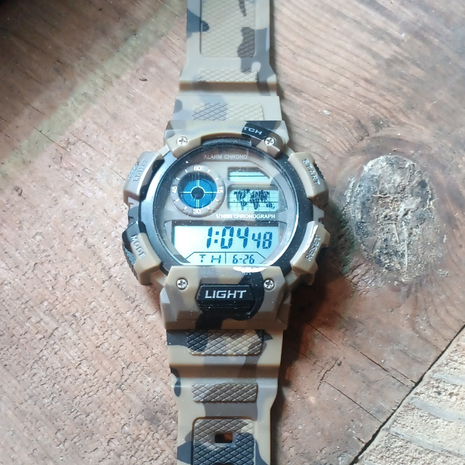 Digital Sport Watch Camo Resin Strap Quartz Alarm Chrono Backlight 50m