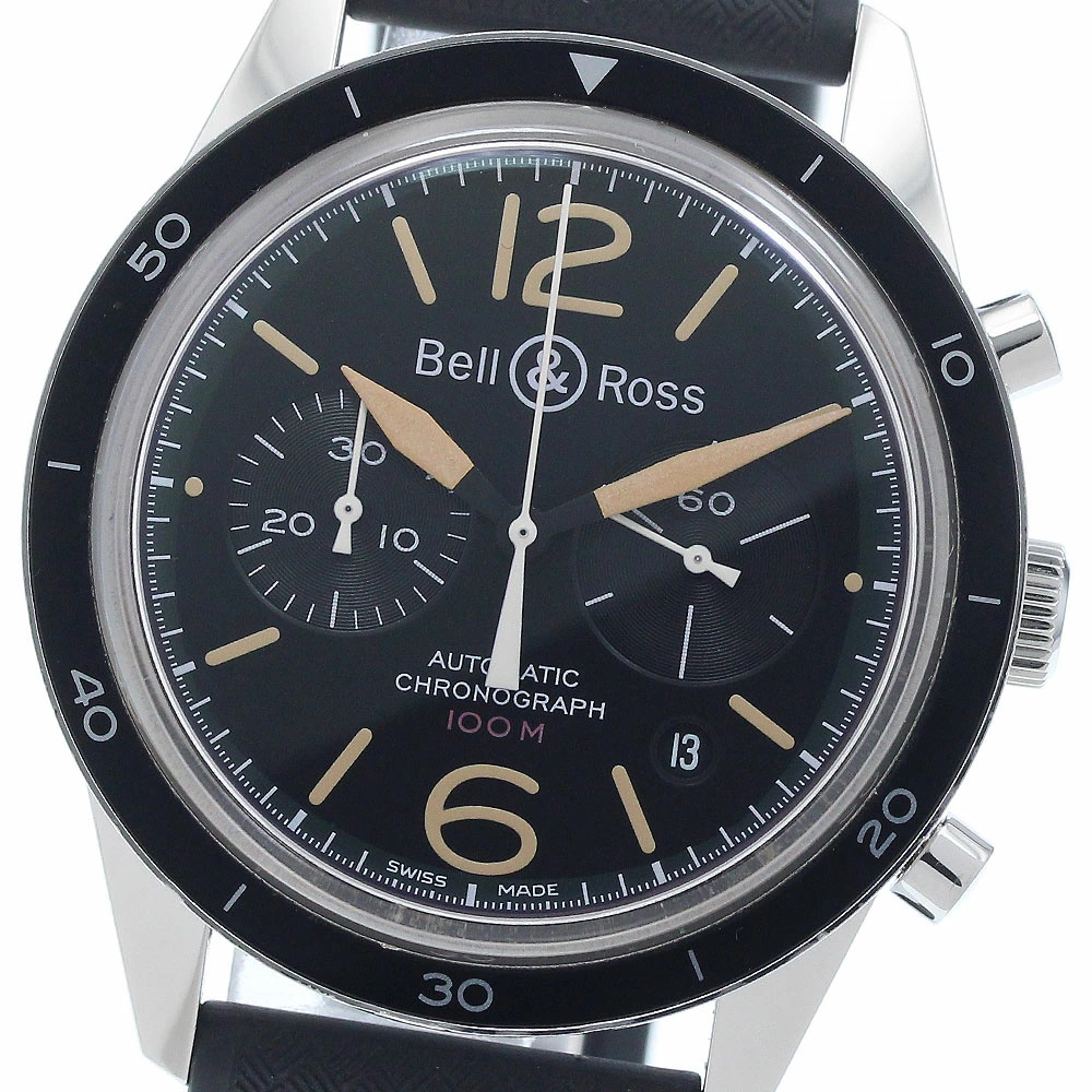 Bell & Ross BR126-94 Vintage Officer Black Date Chronograph From Japan
