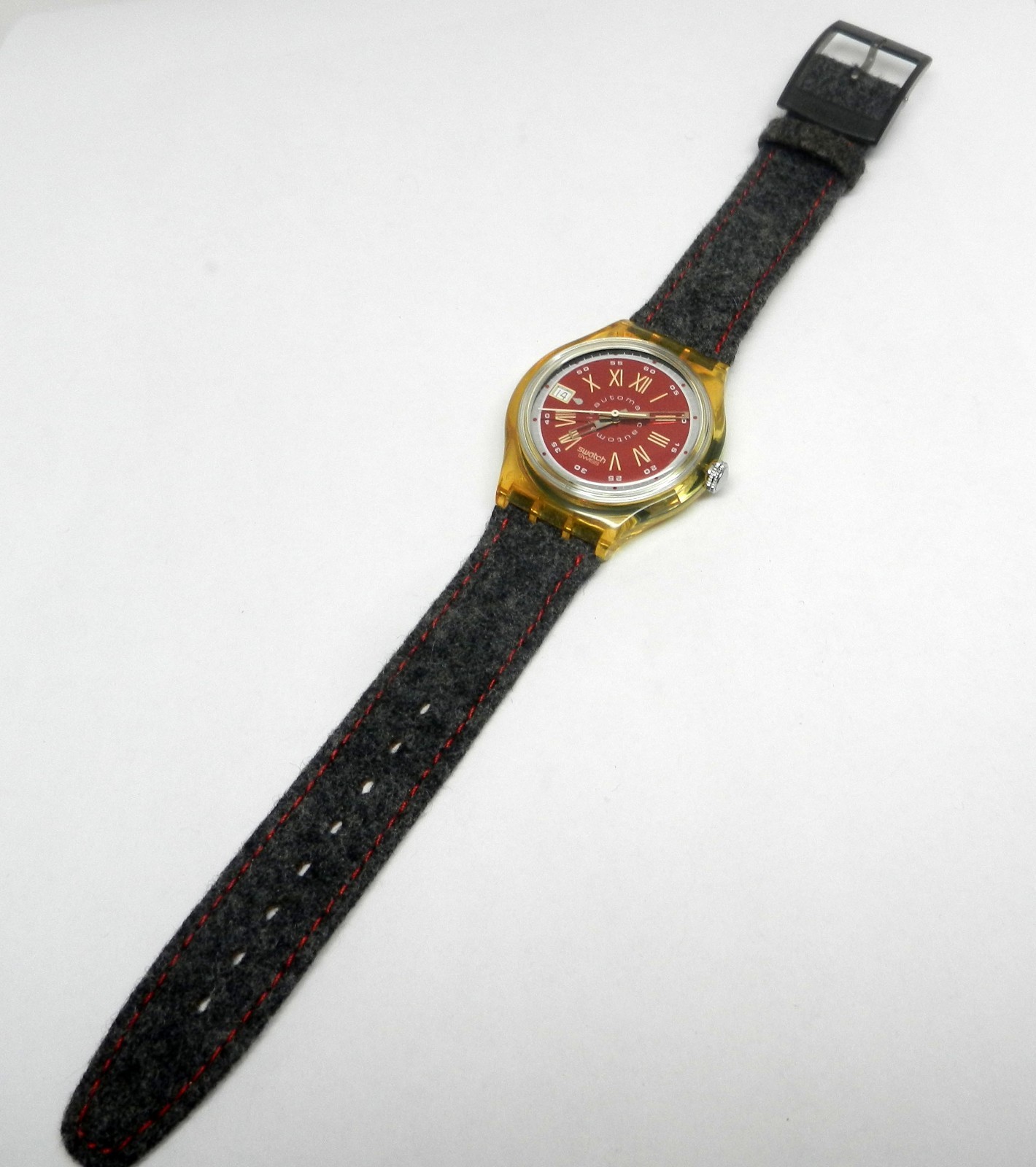 Vintage 37mm Swatch Originals Automatic 1993 Watch NOS New Old Stock Burgundy