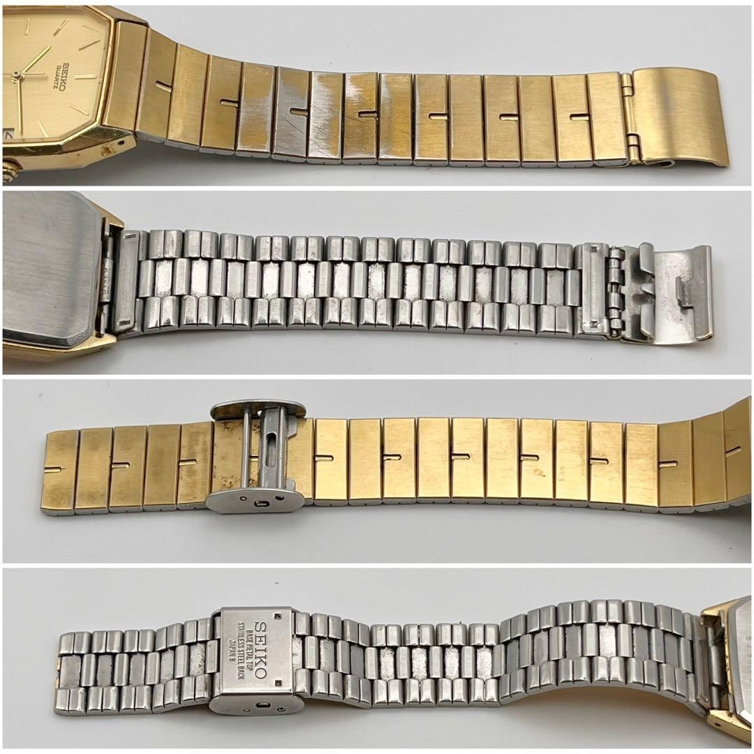 SEIKO 6532-5310 Quartz Men Wristwatch Gold Date Octagonal