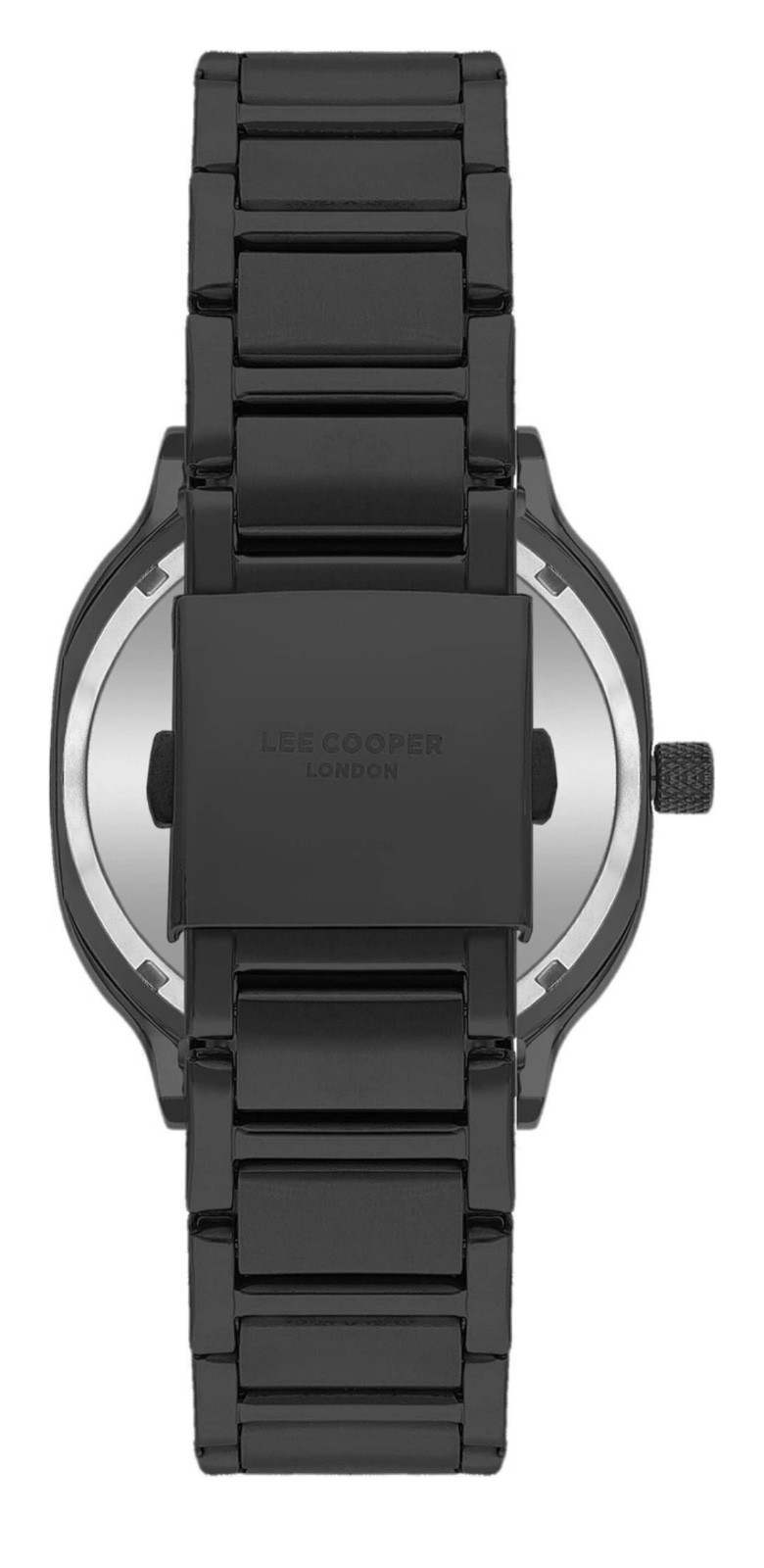 Lee Cooper London Men’s Automatic Skeleton Watch Black PVD Steel Gold Accents