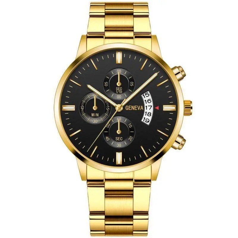 Luxury Stainless Steel Men Calendar Quartz Watch Fashion Business Wristwatch
