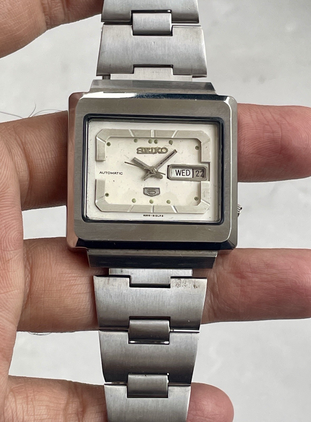 Vintage Seiko 5 6309-5030 Automatic Square TV Shape White Dial Watch Serviced