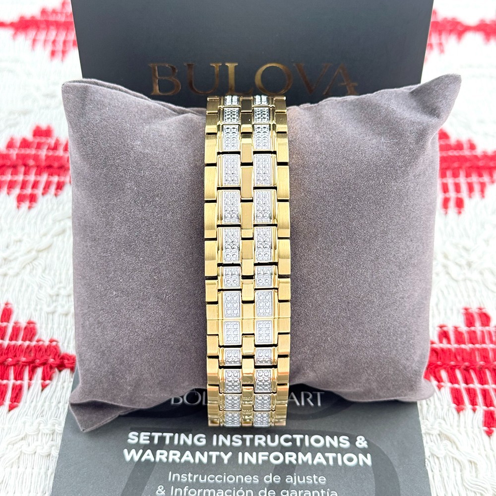 Bulova 98C126 Octava Men’s Silver Gold Crystal Stainless Quartz Watch 41.5mm