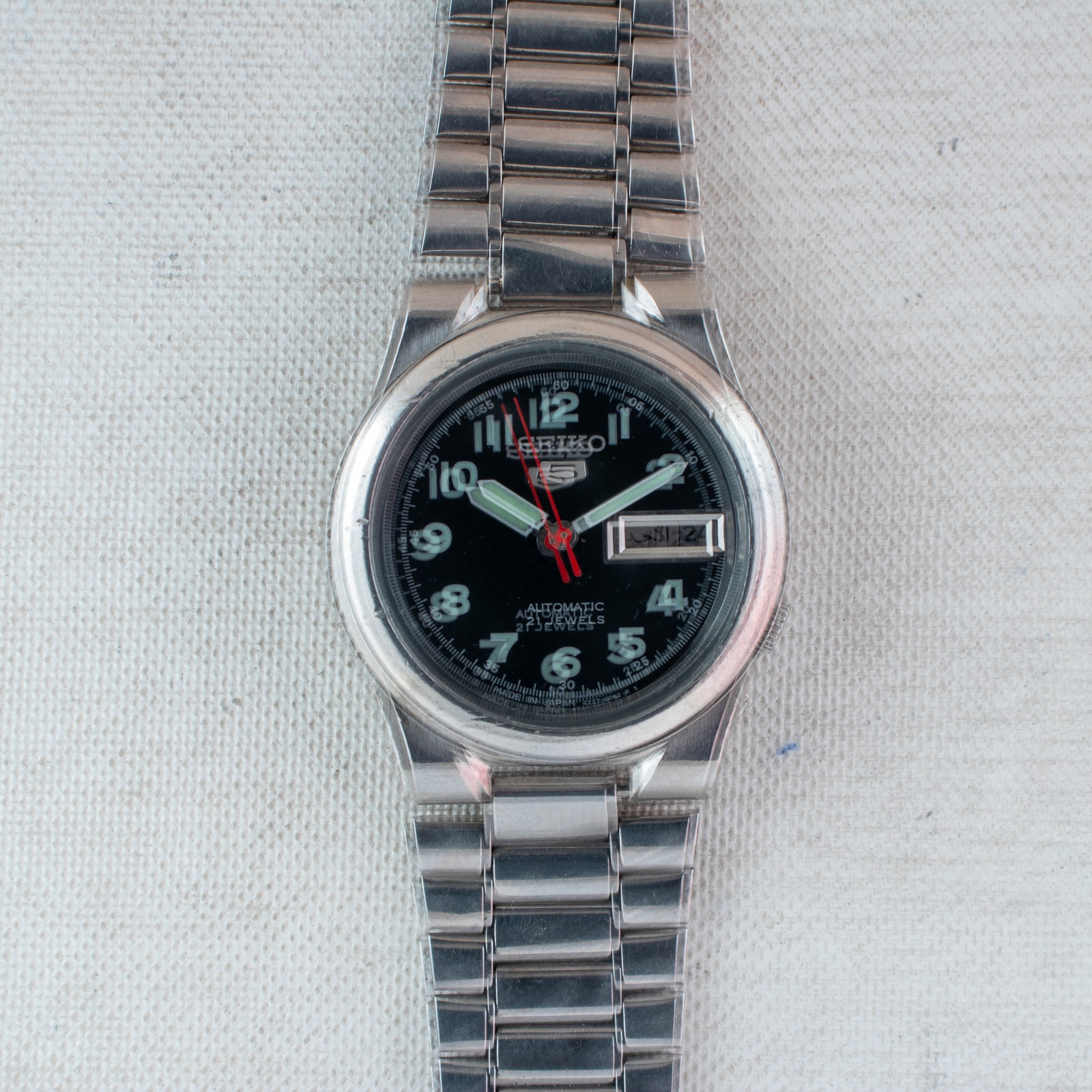 Vintage Seiko 5 Auto UnsexWatch Field Style Dial 4227-00C0 Arabic English Day