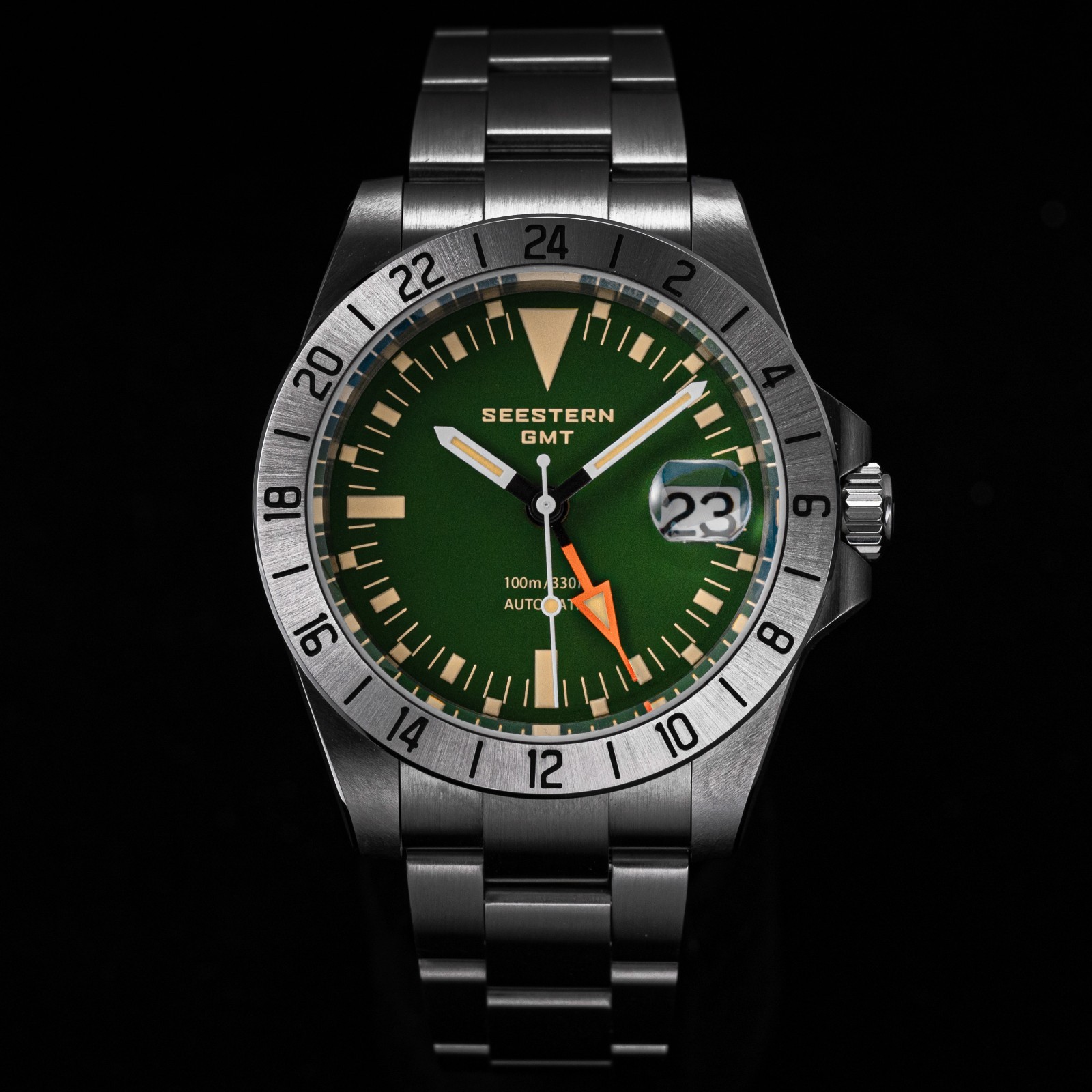 SEESTERN GMT, The Vintage Explorer, Green, NH34, Sapphire, Lume, 100m Diver,BNIB