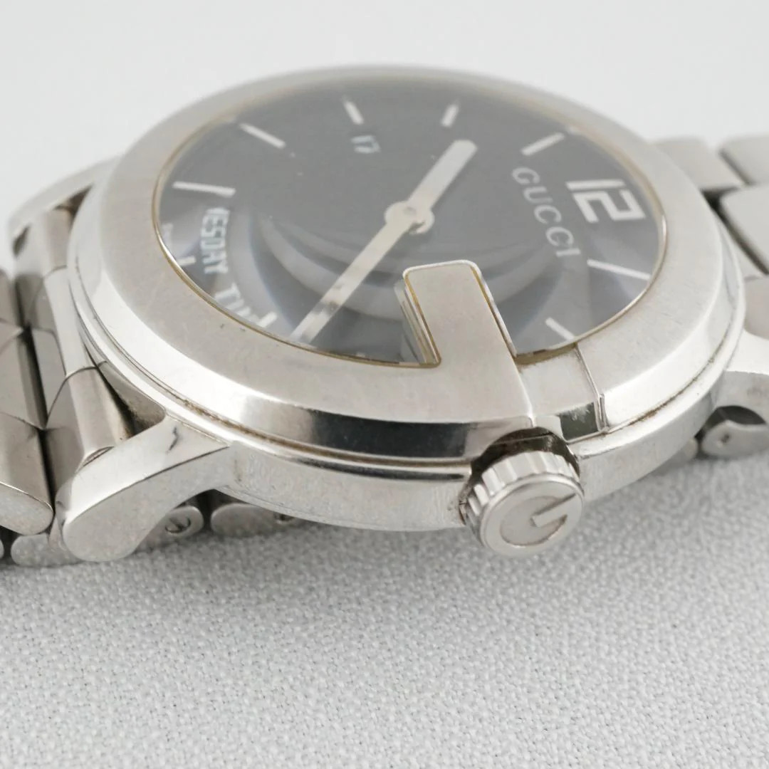 GUCCI 101M Quartz Stainless Steel Grey Mens Watch