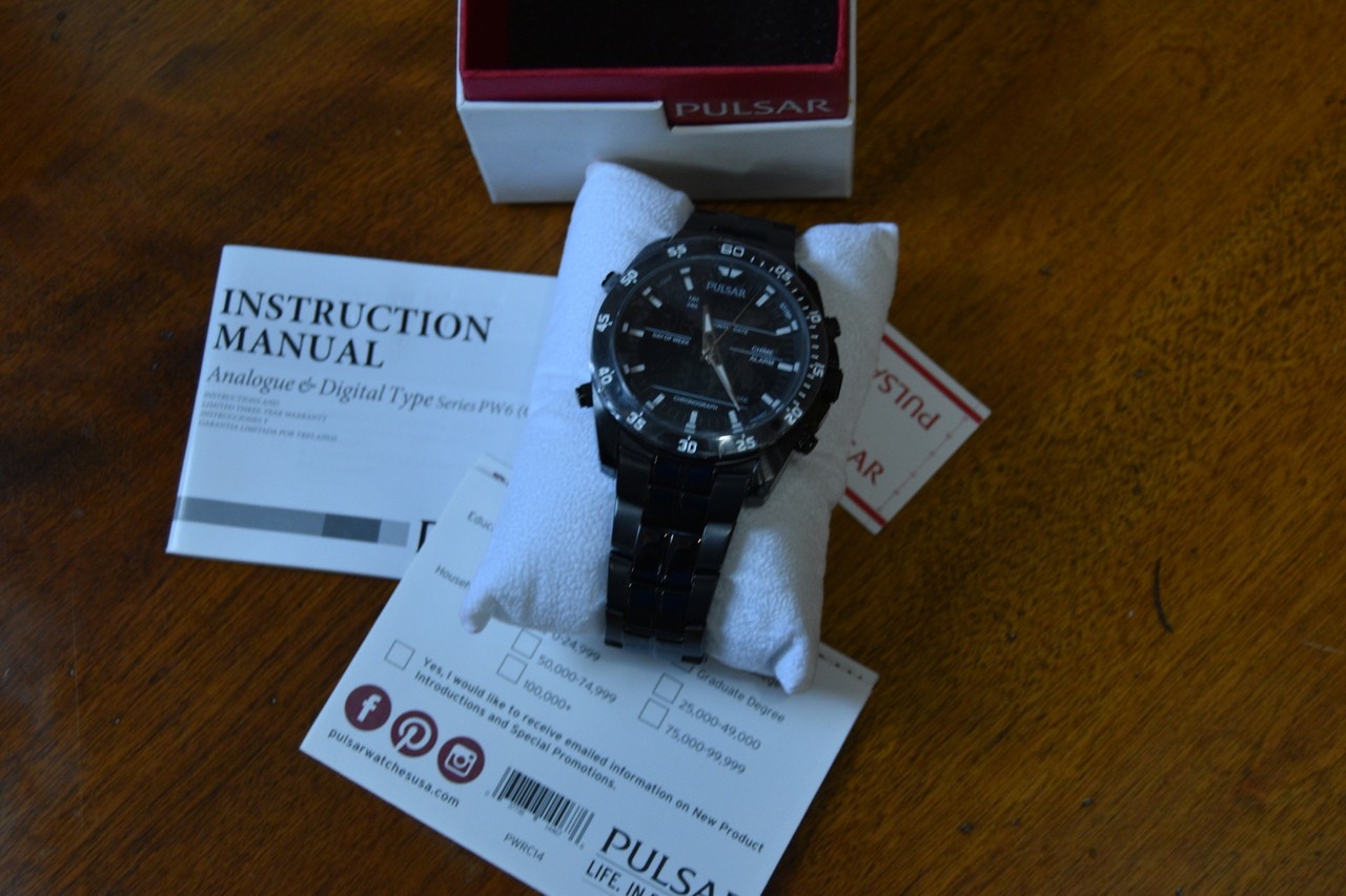 Pulsar JET BLACK NOS Analog Digital watch with backlight. Alarm. Stopwatch.
