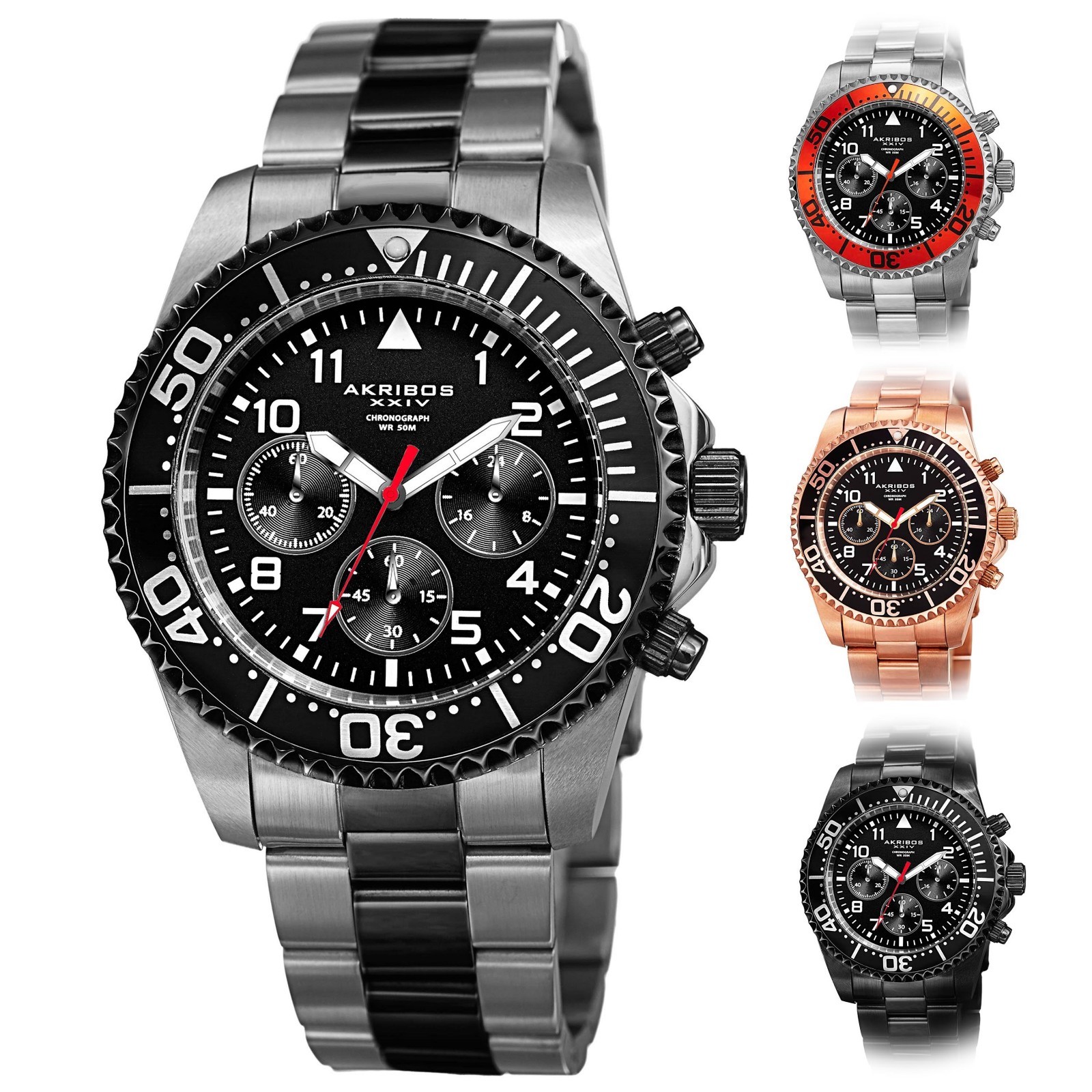 Men’s Akribos XXIV AK950 Diver Chronograph Stainless Steel Bracelet Watch