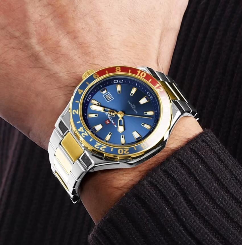 44MM NAVIFORCE Quartz Luxury Men’s Watch 30M Waterproof Diver Stainless NEW