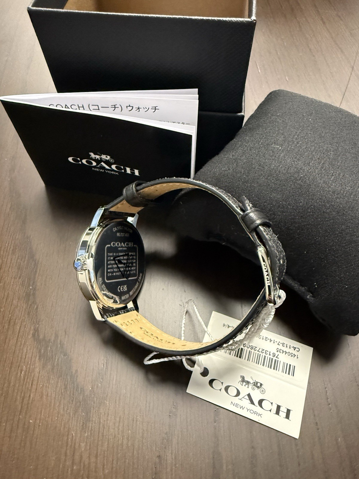 Coach Grand Woman’s Watch Black Logo Dial Leather Strap 36mm