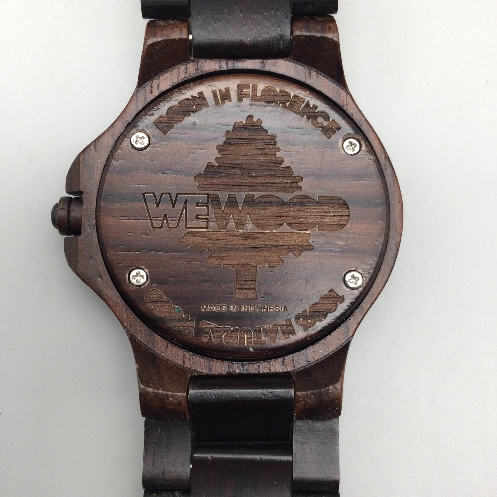 WeWOOD Mens Watch 41mm Brown Dial Dark Wood Bracelet New Battery 8.25″