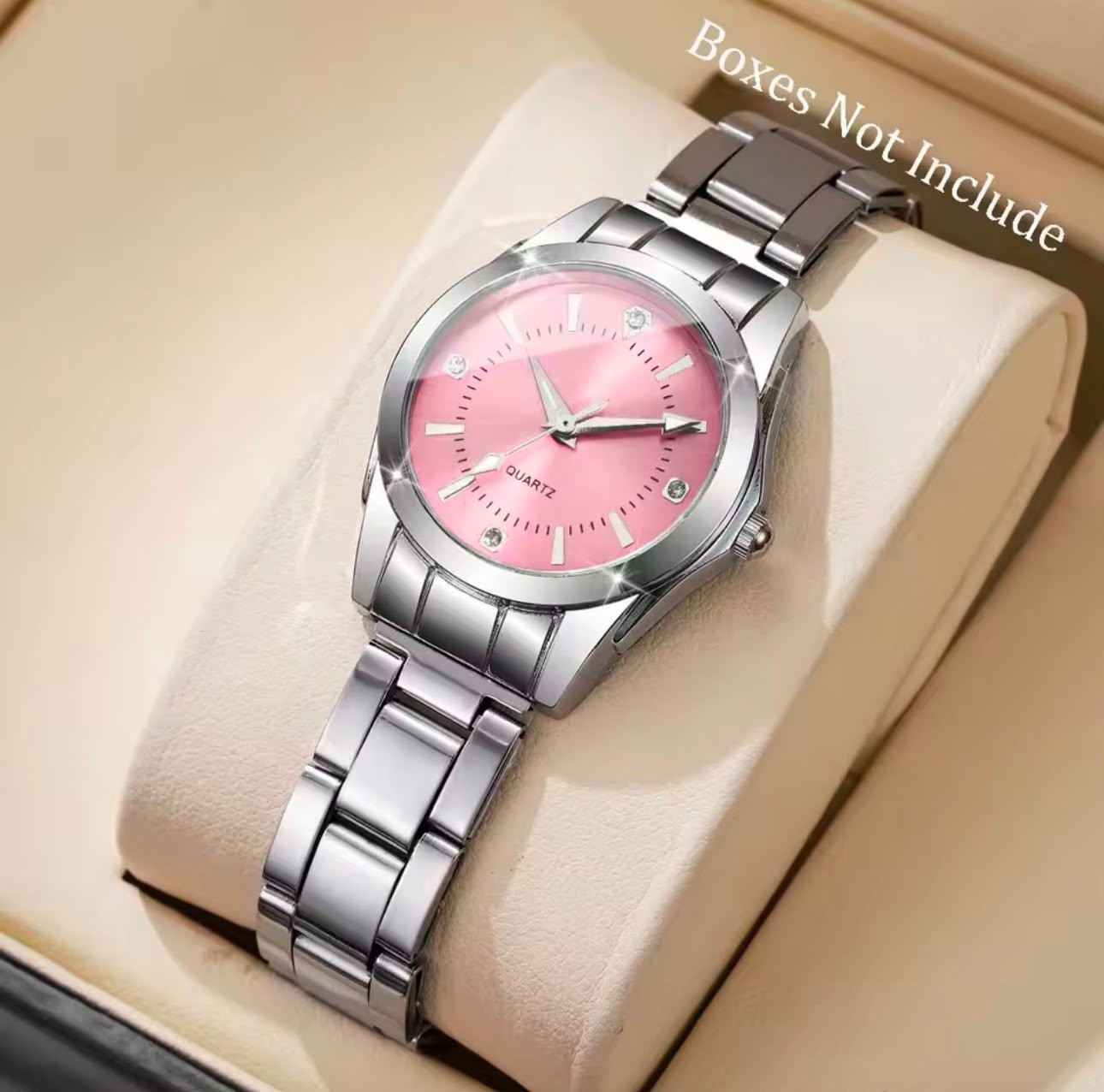 Women’s Fashion Rhinestone Quartz Wrist Watch Silver Bracelet Analog Casual Gift