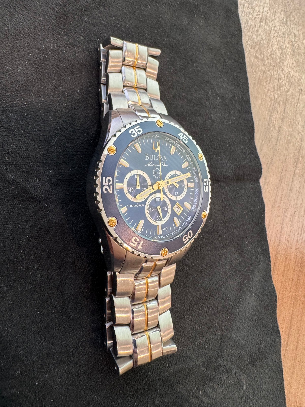 Bulova Marine Star 98H37 Two-Tone Blue Chronograph Watch – Men’s 42mm Quartz