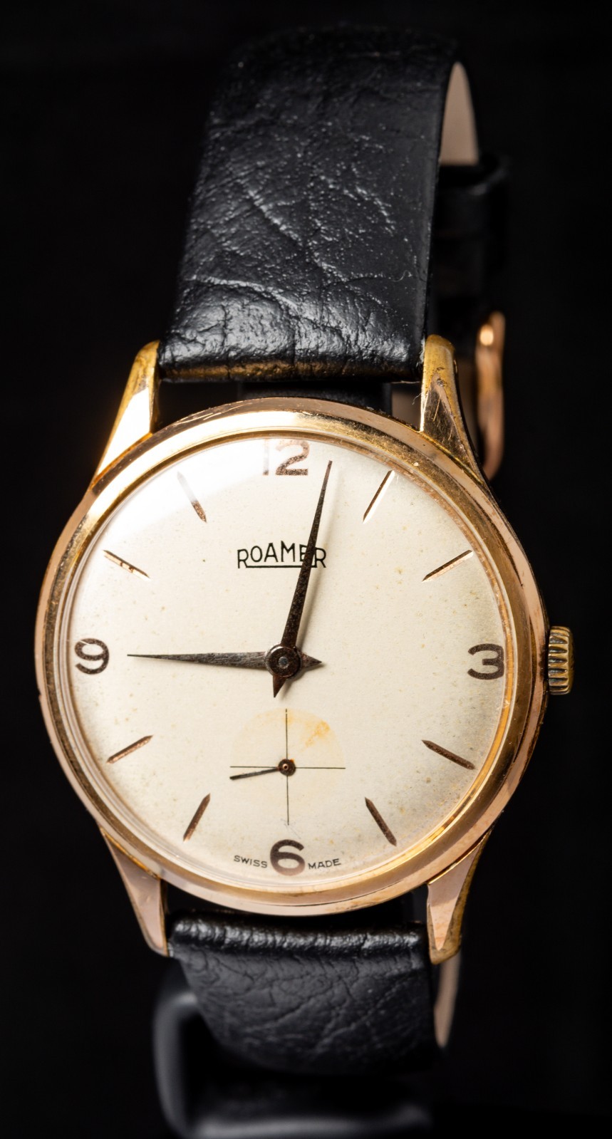 Roamer Champagne Dial Rose Gold Men’s Hand-Wind Vintage Swiss Watch — Working
