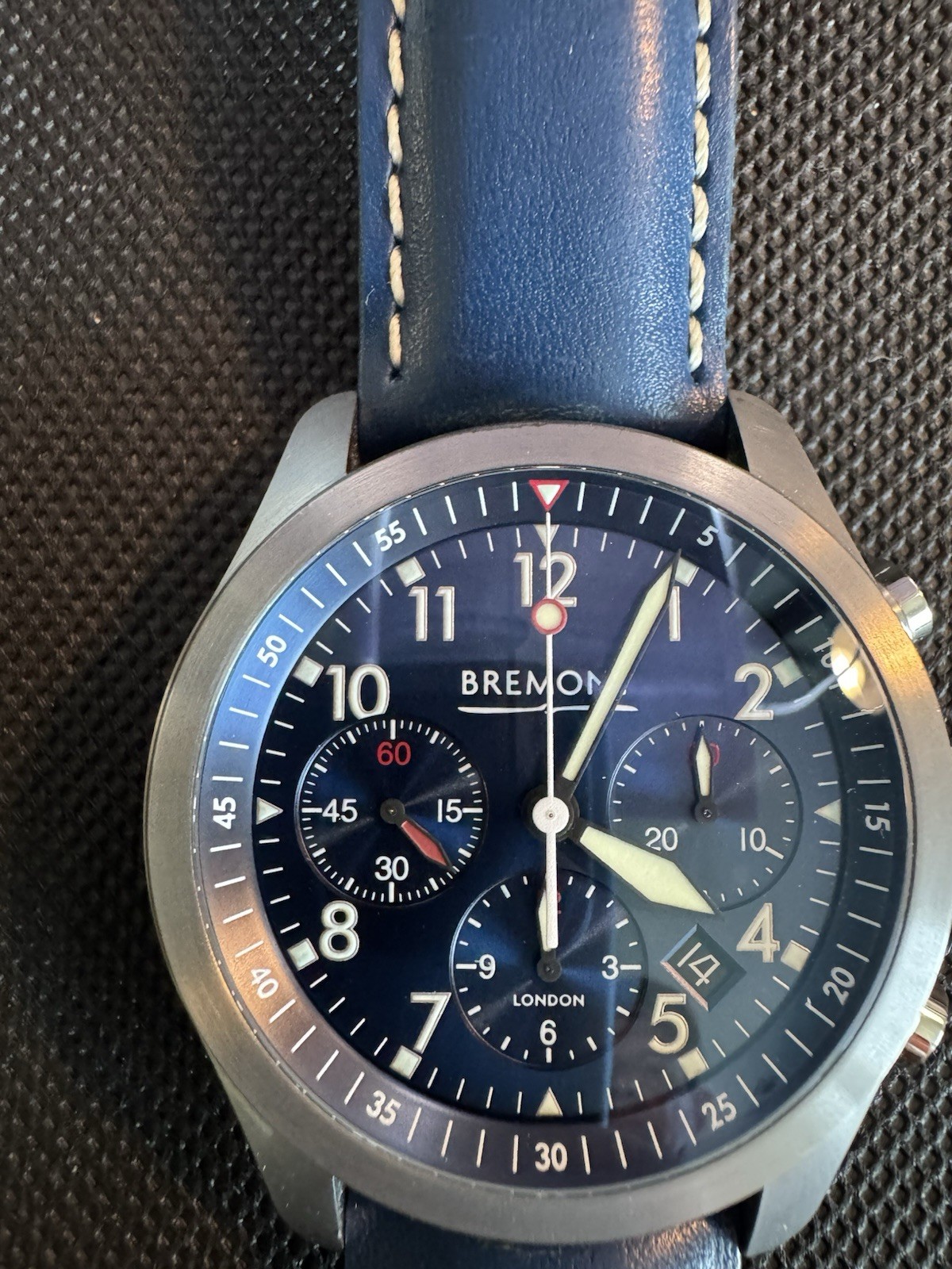 Bremont ALT1-P2 Auto Chronograph Date 43mm Blue Dial Leather Strap Box