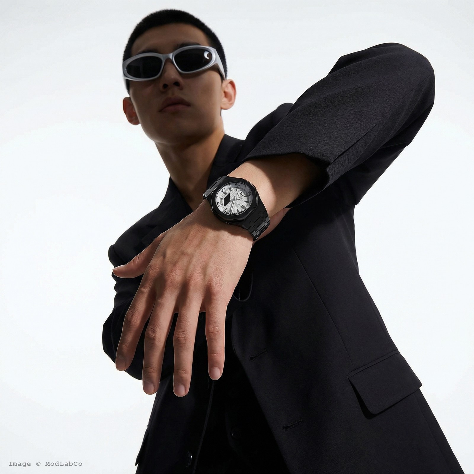 MLC-347 modlab company BESPOKE Octagonal White Dial Black Metal 42mm Watch