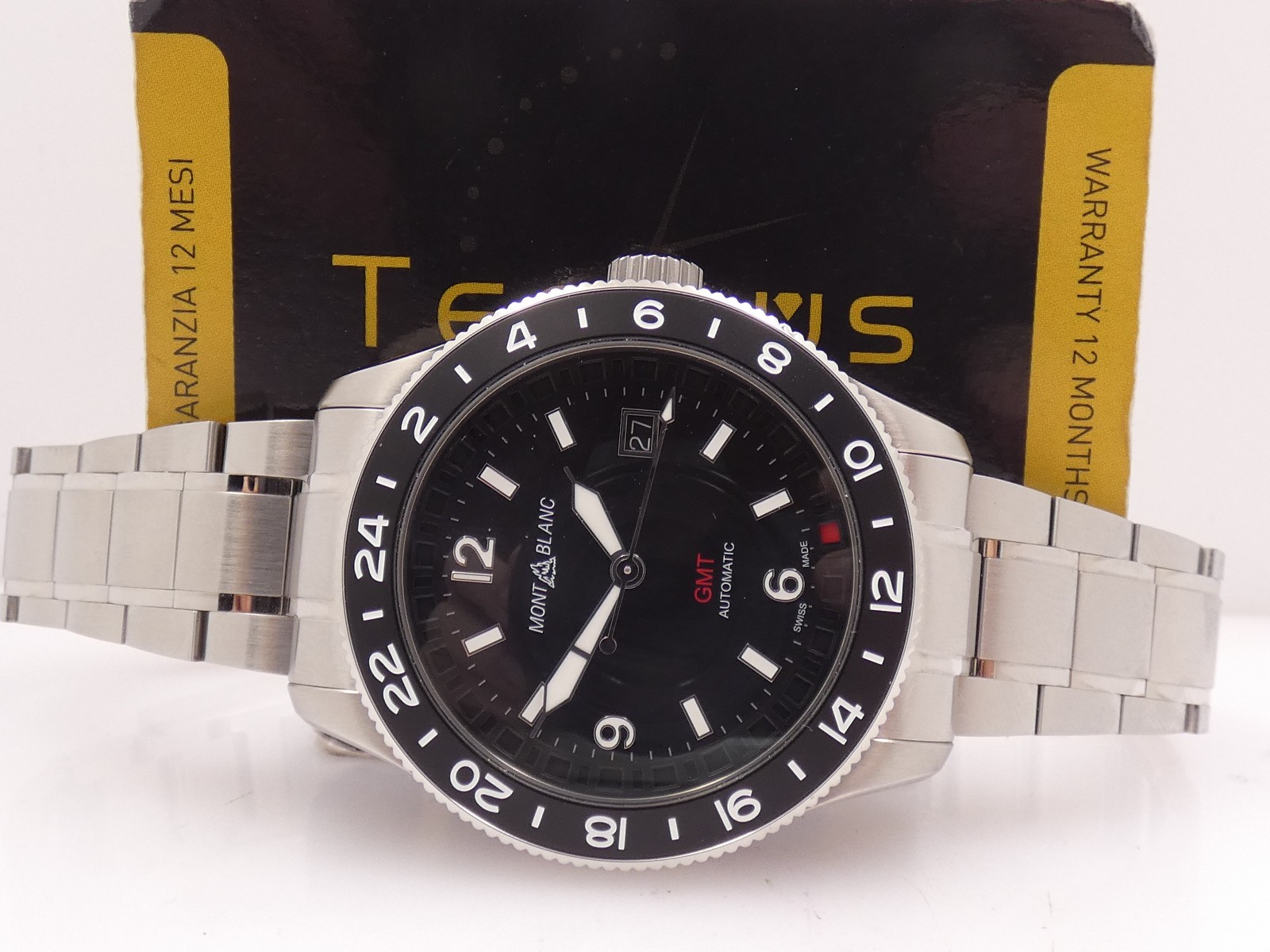 MONTBLANC 1858 GMT BLACK 129615 NEW BOX PAPERS&STICKERS MAR 2026 AUTOMATIC WATCH