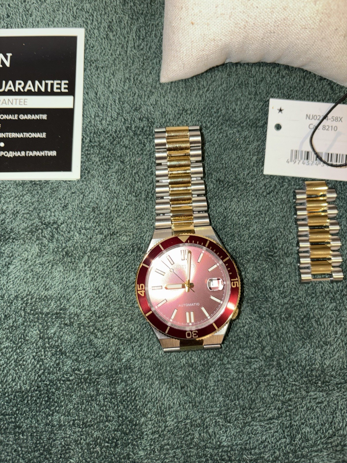 Citizen NJ0234-58X Tsuyosa Automatic Red Dial Gold Tone Stainless Steel Watch