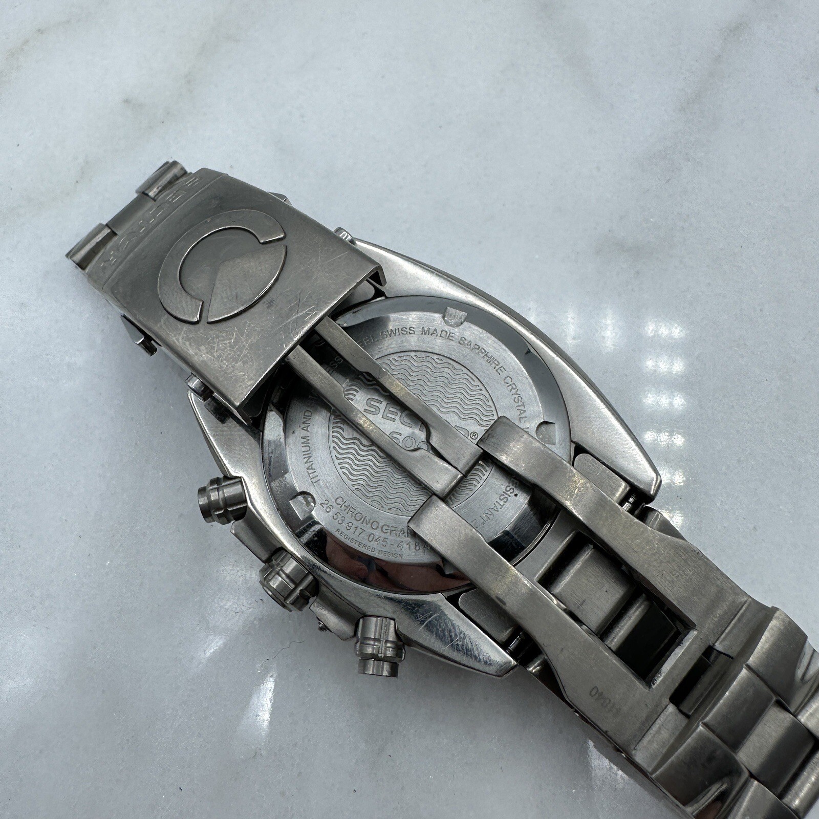 Sector Diver 600 G. Chronograph 200M Titanium 44mm, Wrist Sz. 6.5” Working, READ