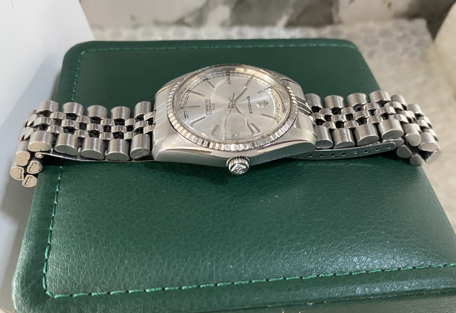 Sandoz President Day-Date Automatic Silver Dial Stainless Steel Gent’s Watch