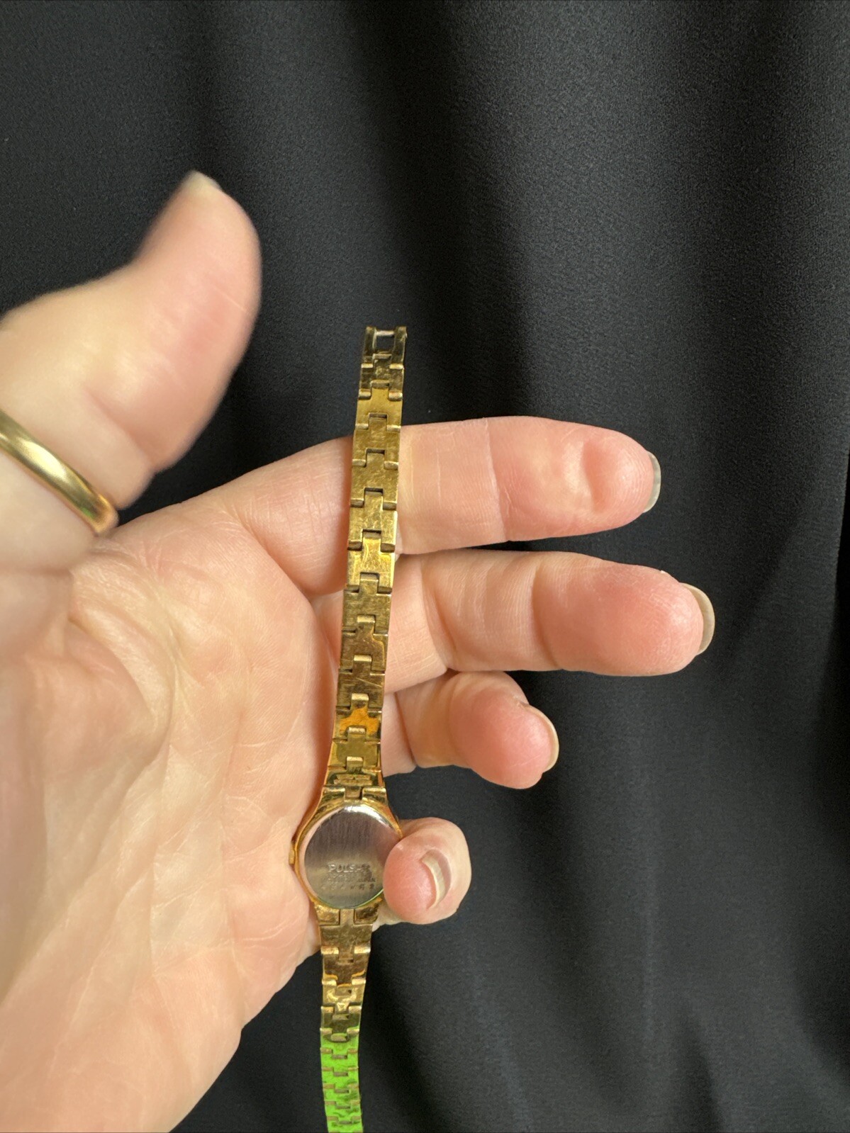 Pulsar Rare Eye Shaped Gold Case One Piece Strap Antique Watch Untested