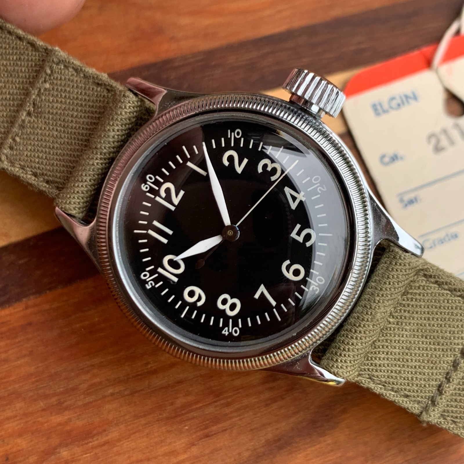 1945 Elgin A-11 Hack Grade 539 16 Jewels US Military Watch -Mint & Serviced #5