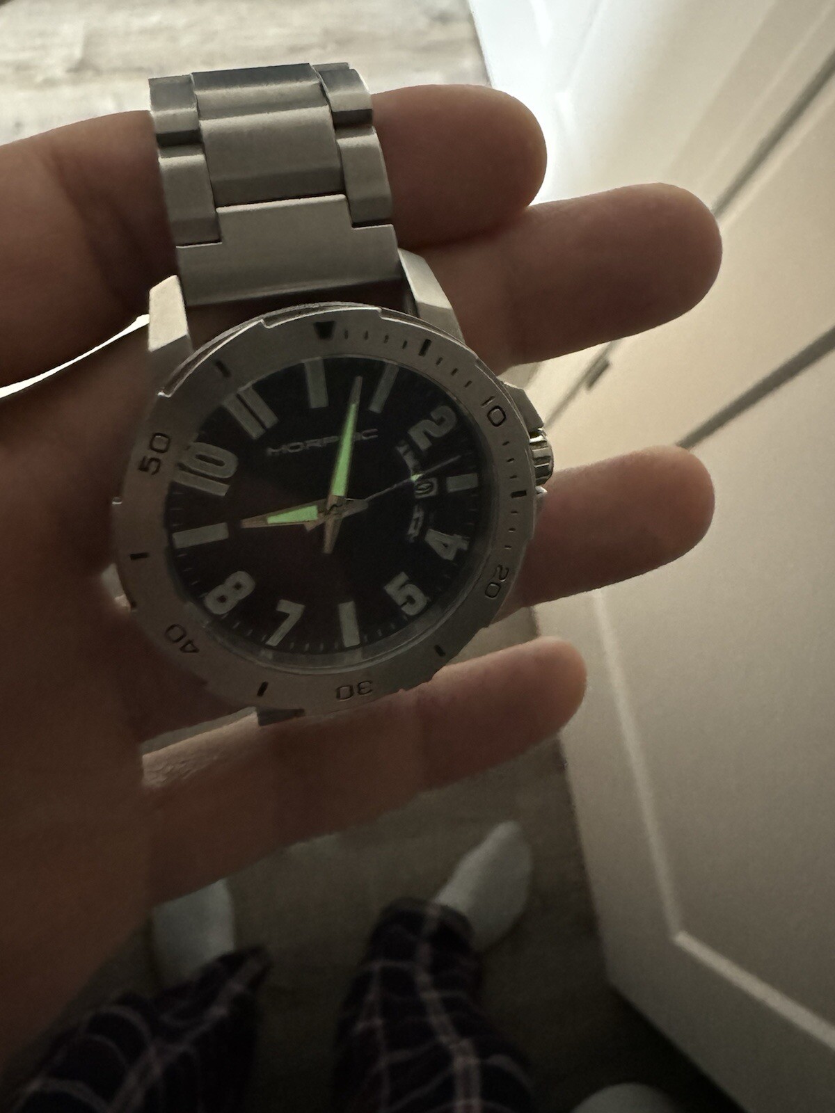 Morphic M70 Series Canvas-Overlaid Leather-Band Watch w/Date – MPH7002