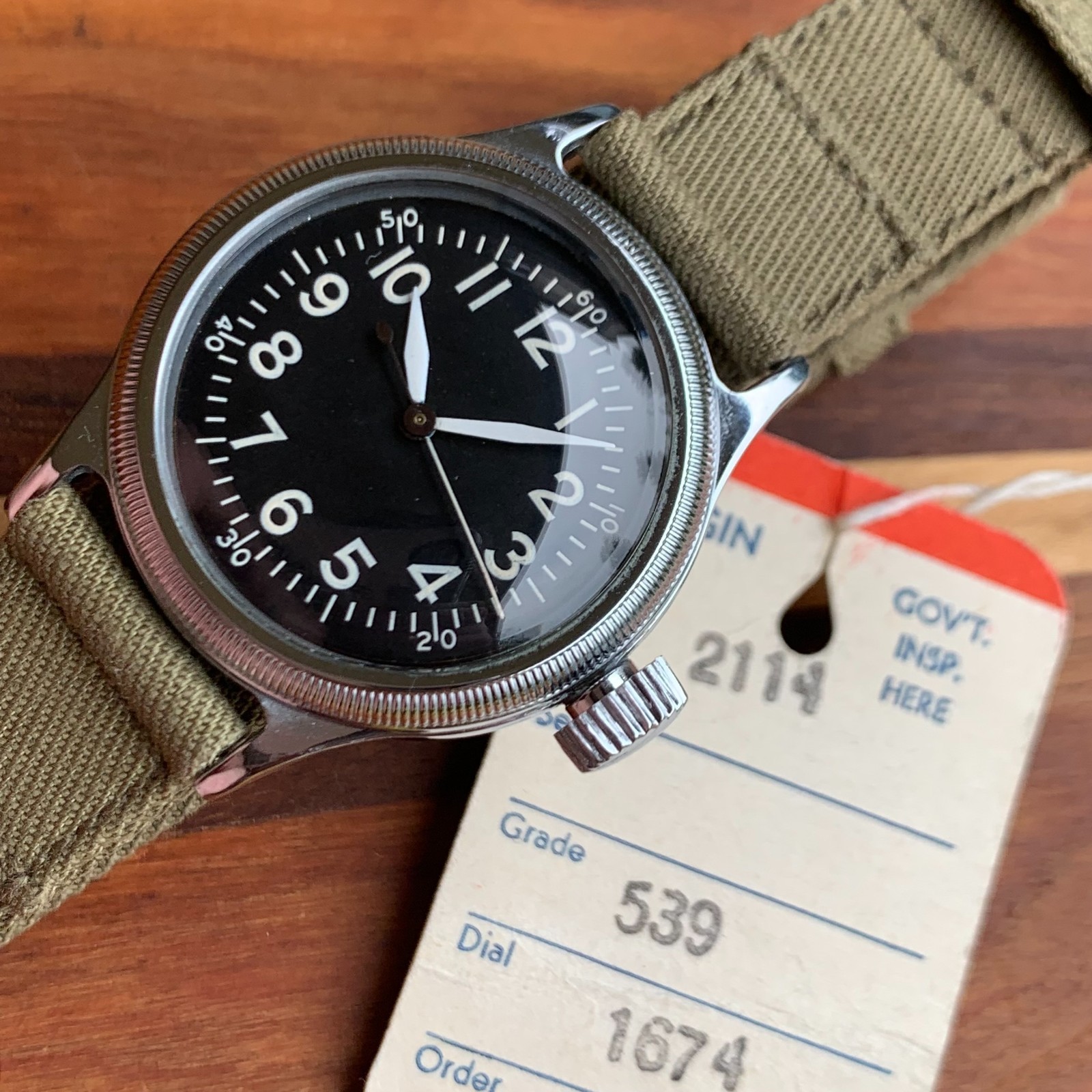 1945 Elgin A-11 Hack Grade 539 16 Jewels US Military Watch -Mint & Serviced #5