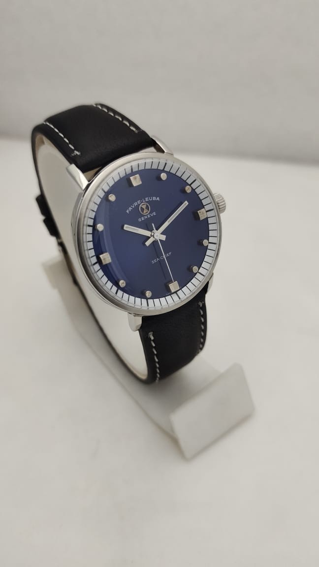 Favre Leuba Geneva Sea-chief Date-winding Men’ Watch Swiss Made Blue Dial 92001