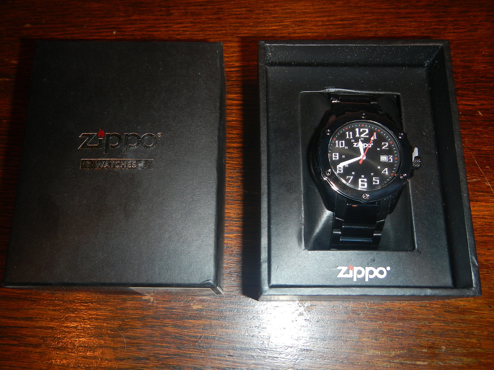 Zippo Black Face PVD Stainless Band Dress Watch 45014 *NEW*