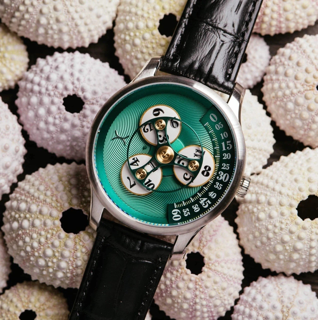 Xeric Triptych Automatic Wandering Hour Emerald Watch – Brand New