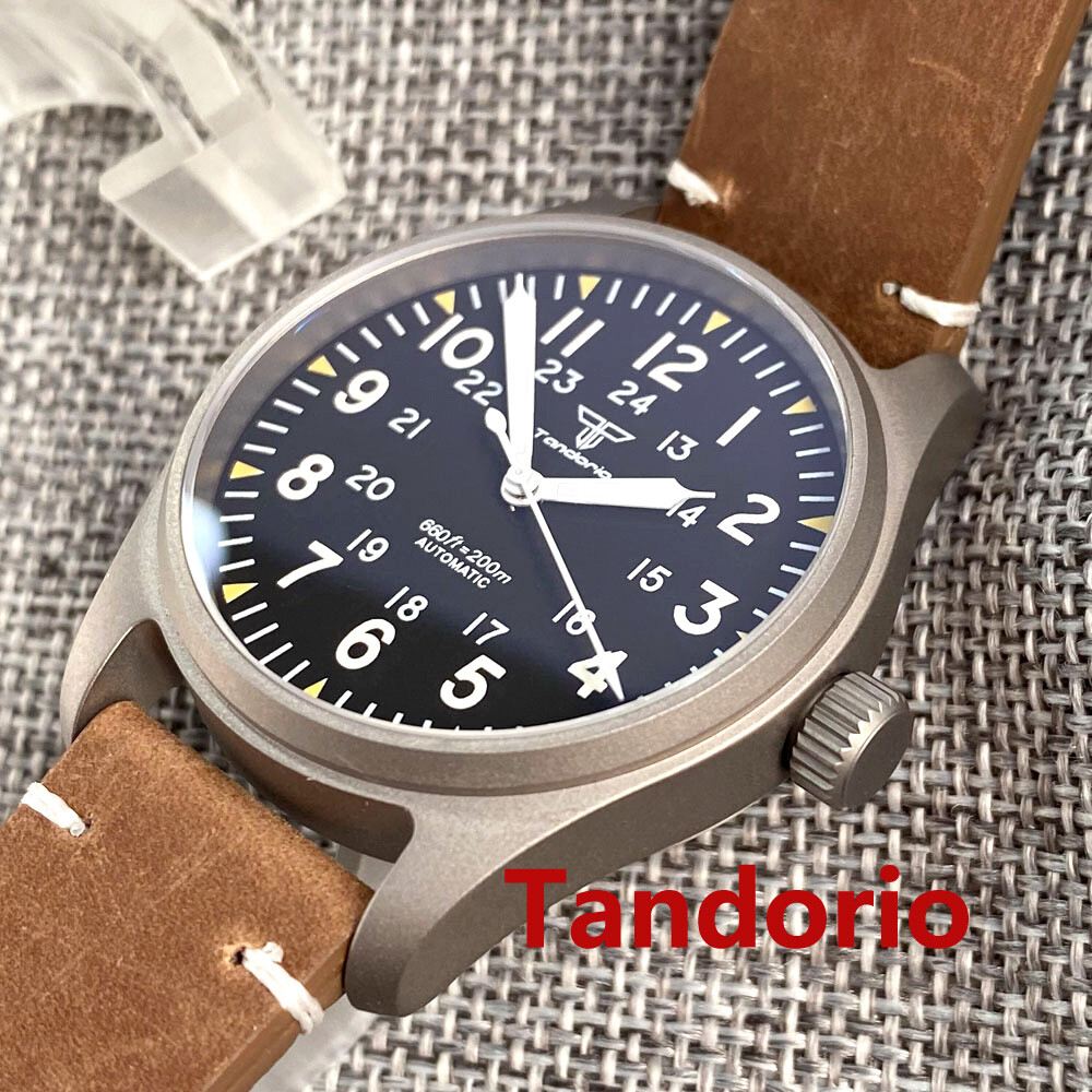 39mm Titanium Pilot Sapphire Glass 20ATM Diver NH35A PT5000 Automatic Men Watch